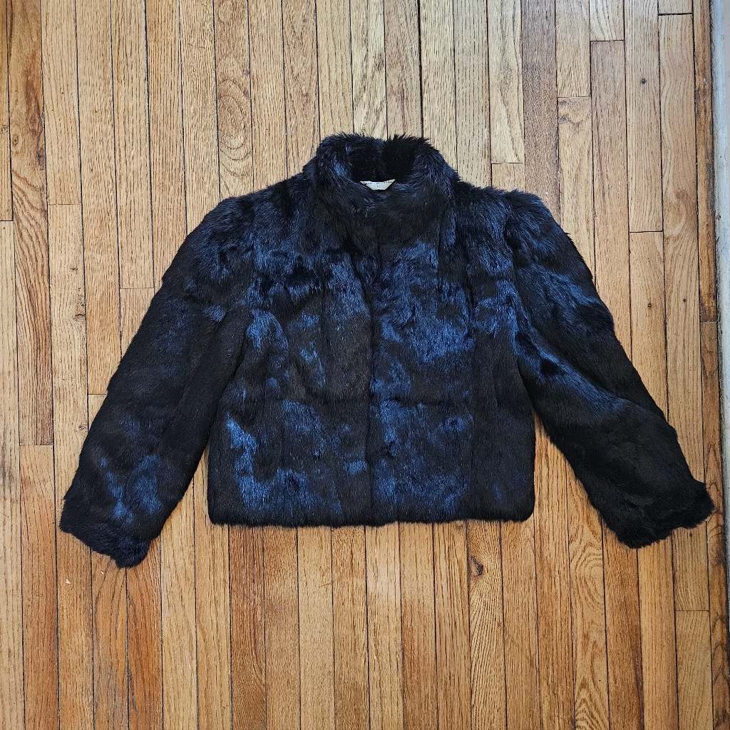 Wilson Women's 1980s Vintage Real Rabbit Fur Black Winter Jacket